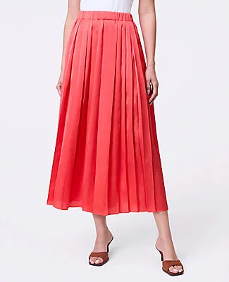Ann Taylor Petite Satin Pleated Midi Skirt sold by Ann Taylor product image thumbnail 2