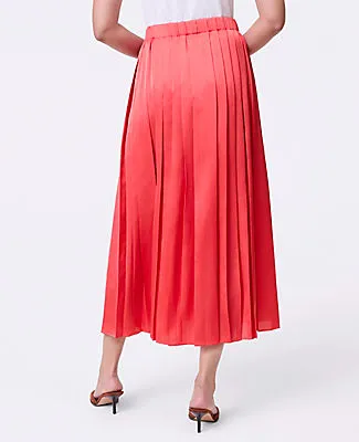 Ann Taylor Petite Satin Pleated Midi Skirt sold by Ann Taylor product image thumbnail 3