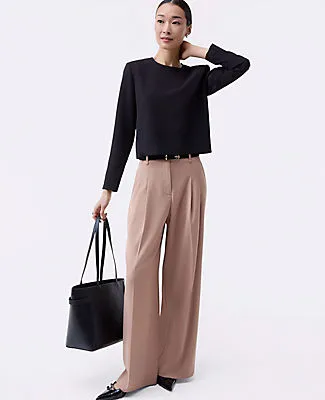 Ann Taylor The Petite Crew Neck Top in Fluid Crepe sold by Ann Taylor product image thumbnail 3