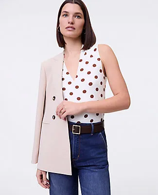 Ann Taylor Petite Dotted Sleeveless V-Neck Top sold by Ann Taylor
