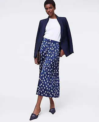 Ann Taylor Petite Floral Satin Pleated Midi Skirt sold by Ann Taylor