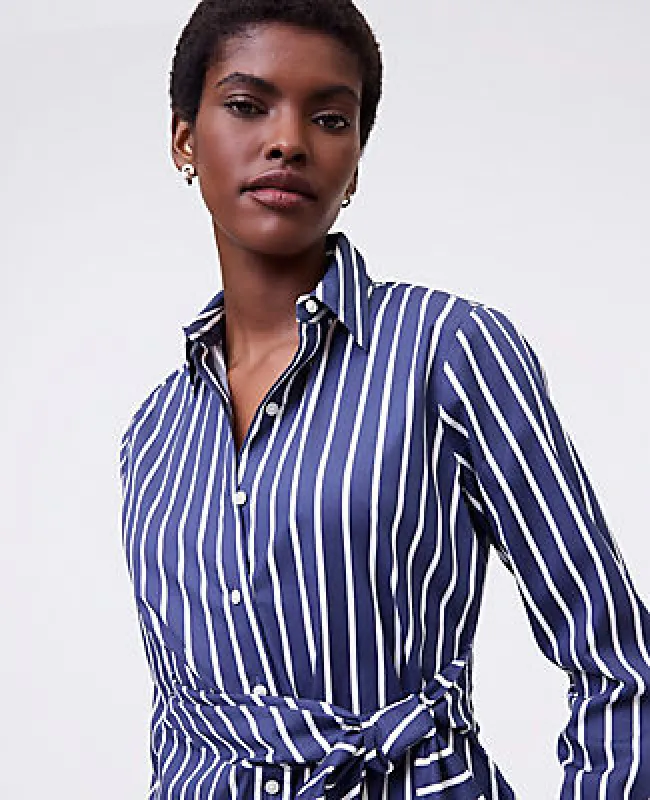 Ann Taylor Petite Striped Tie Waist Button Down Shirt sold by Ann Taylor