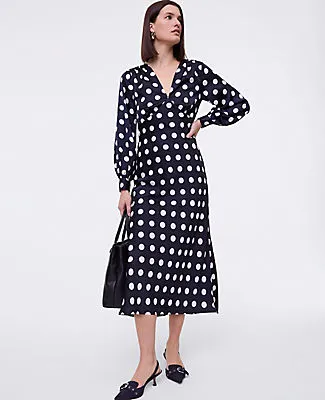 Ann Taylor Petite Satin Dotted Midi Dress sold by Ann Taylor