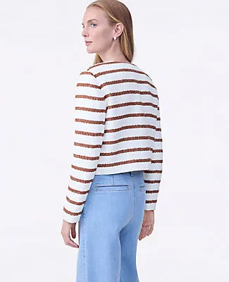 Ann Taylor The Petite Crew Neck Jacket in Striped Tweed sold by Ann Taylor product image thumbnail 2