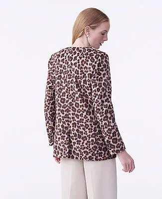 Ann Taylor The Petite Longline Collarless Blazer in Animal Print sold by Ann Taylor product image thumbnail 2