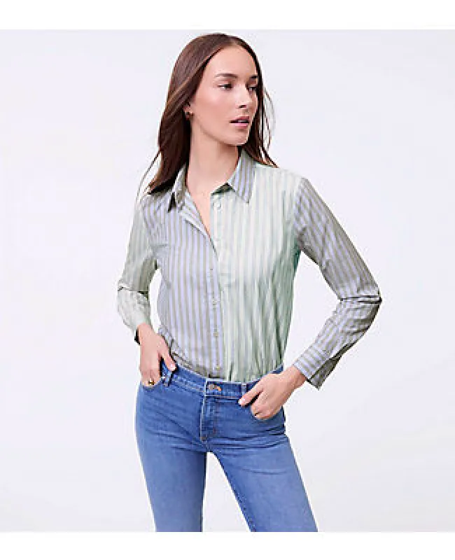 Ann Taylor Weekend Collection Striped Relaxed Perfect Shirt sold by Ann Taylor