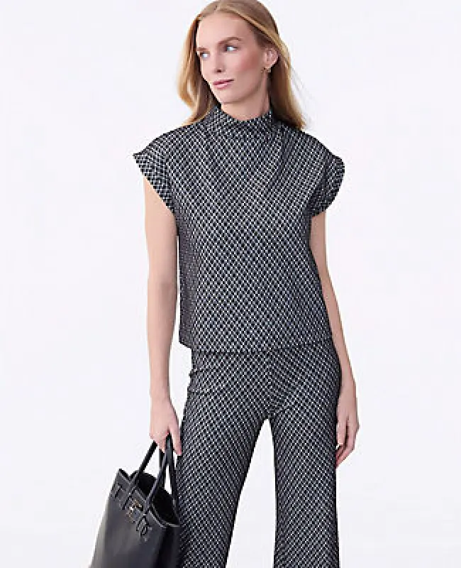 Ann Taylor Petite Plaid Mock Neck Top sold by Ann Taylor