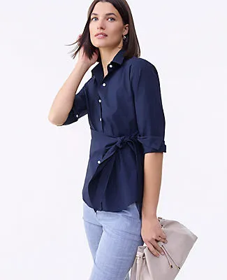 Ann Taylor Petite Tie Waist Button Down Shirt sold by Ann Taylor