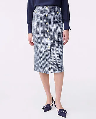 Ann Taylor Petite Tweed Button Front Pencil Skirt sold by Ann Taylor product image thumbnail 2