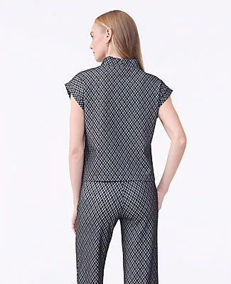 Ann Taylor Petite Plaid Ponte Mock Neck Top sold by Ann Taylor product image thumbnail 2