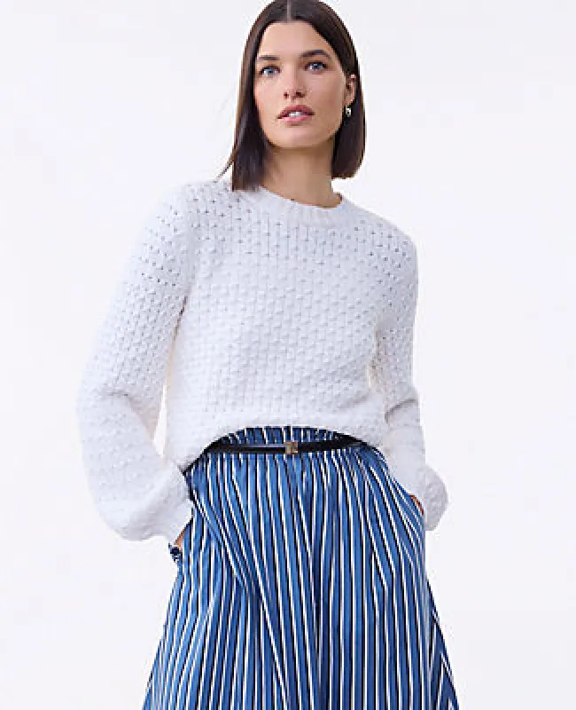 Ann Taylor Petite Honeycomb Cable Crew Neck Sweater sold by Ann Taylor