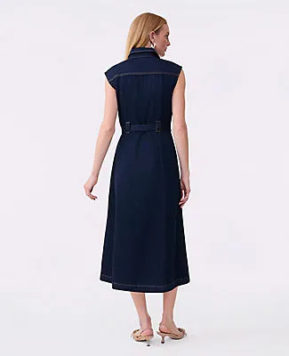 Ann Taylor Petite Belted Denim Midi Shirtdress sold by Ann Taylor product image thumbnail 2