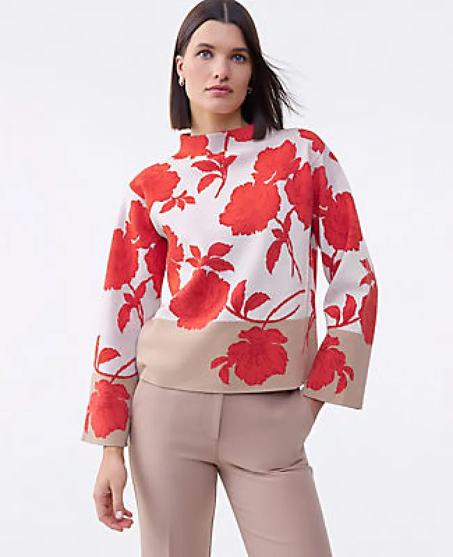 Ann Taylor Petite Floral Jacquard Sweater sold by Ann Taylor