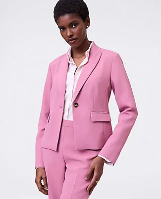 Ann Taylor The Petite Shorter One Button Blazer in Fluid Crepe sold by Ann Taylor product image thumbnail 3