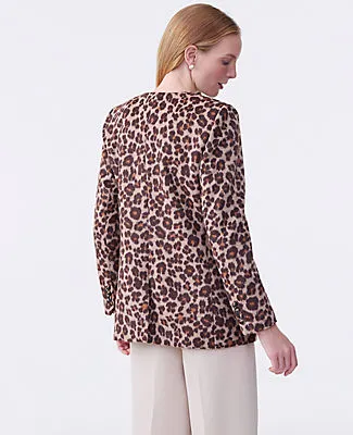 Ann Taylor The Petite Longline Collarless Blazer in Animal Print sold by Ann Taylor product image thumbnail 2