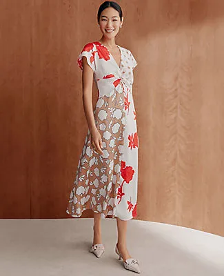 Ann Taylor Petite Floral Collage Twisted Midi Dress sold by Ann Taylor product image thumbnail 4