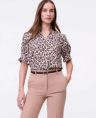 Ann Taylor Petite Animal Print Ruffle Collar Shirt sold by Ann Taylor product image thumbnail 3