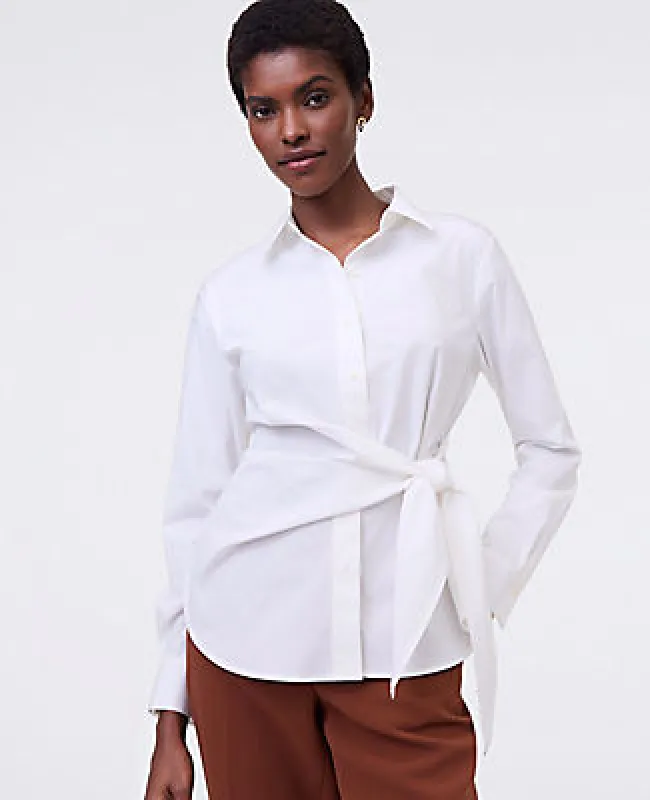 Ann Taylor Petite Tie Waist Button Down Shirt sold by Ann Taylor