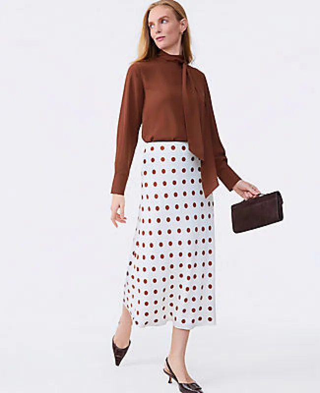 Ann Taylor Petite Dotted Satin Bias Slip Skirt sold by Ann Taylor