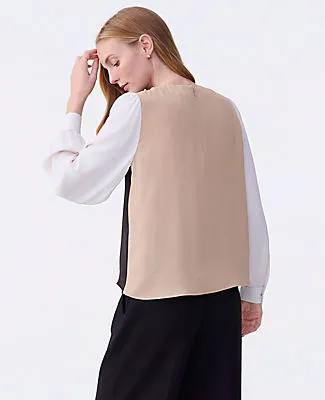 Ann Taylor Petite Colorblock Crew Neck Blouse sold by Ann Taylor product image thumbnail 2
