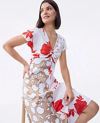 Ann Taylor Petite Floral Collage Twisted Midi Dress sold by Ann Taylor
