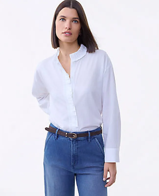Ann Taylor Petite Ruffle Button Down Shirt sold by Ann Taylor