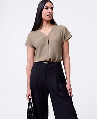 Ann Taylor Mixed Media Pleat Front Top sold by Ann Taylor