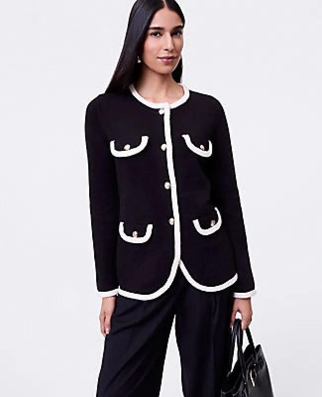 Ann Taylor Petite Textured Trim Sweater Jacket sold by Ann Taylor