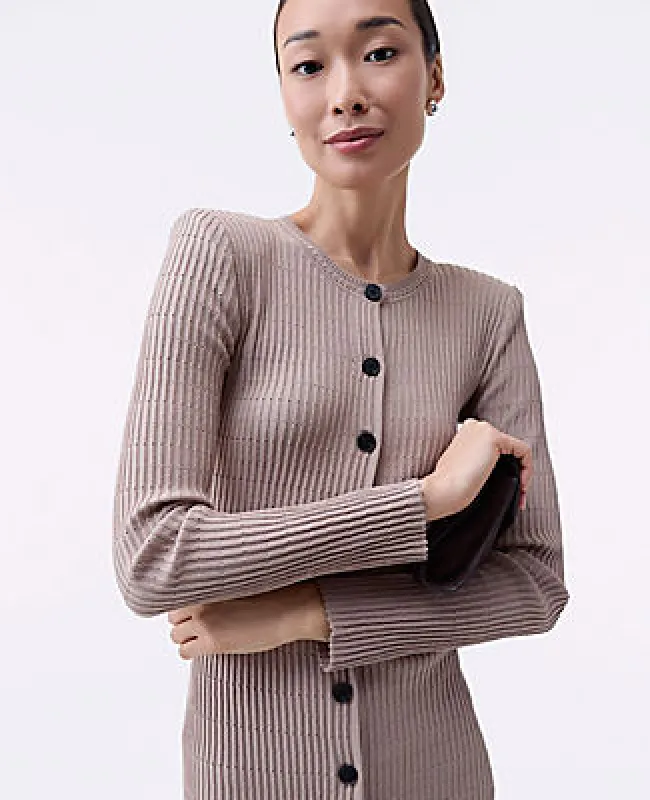 Ann Taylor Petite Ribbed Button Sweater Dress sold by Ann Taylor