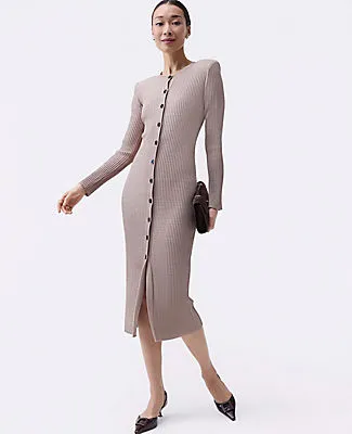 Ann Taylor Petite Ribbed Button Sweater Dress sold by Ann Taylor product image thumbnail 3