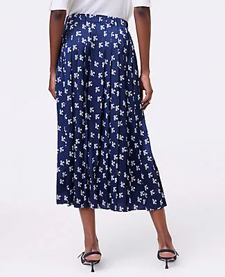 Ann Taylor Petite Floral Satin Pleated Midi Skirt sold by Ann Taylor product image thumbnail 3