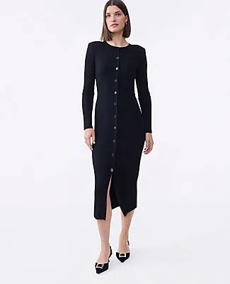 Ann Taylor Petite Ribbed Button Sweater Dress sold by Ann Taylor