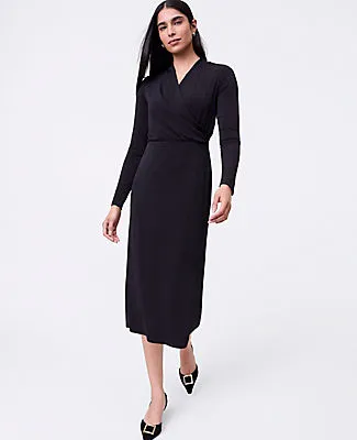 Ann Taylor Petite Draped Knit Midi Sheath Dress sold by Ann Taylor