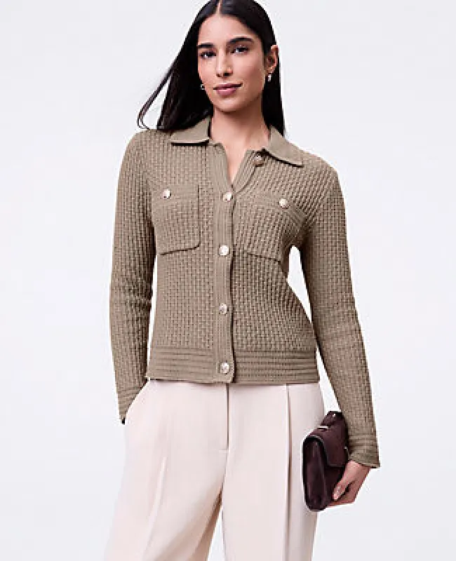 Ann Taylor Textured Stitch Sweater Jacket sold by Ann Taylor