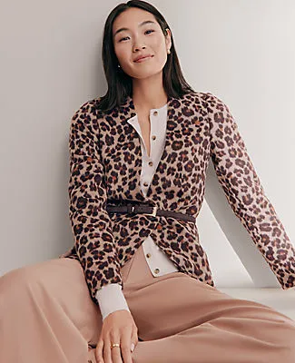 Ann Taylor The Petite Longline Collarless Blazer in Animal Print sold by Ann Taylor product image thumbnail 3