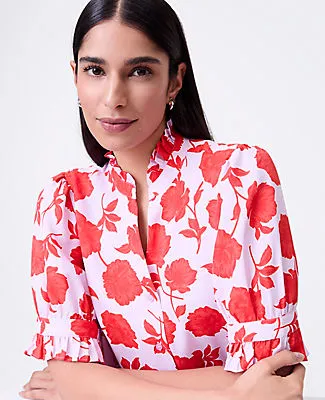 Ann Taylor Floral Ruffle Collar Shirt sold by Ann Taylor