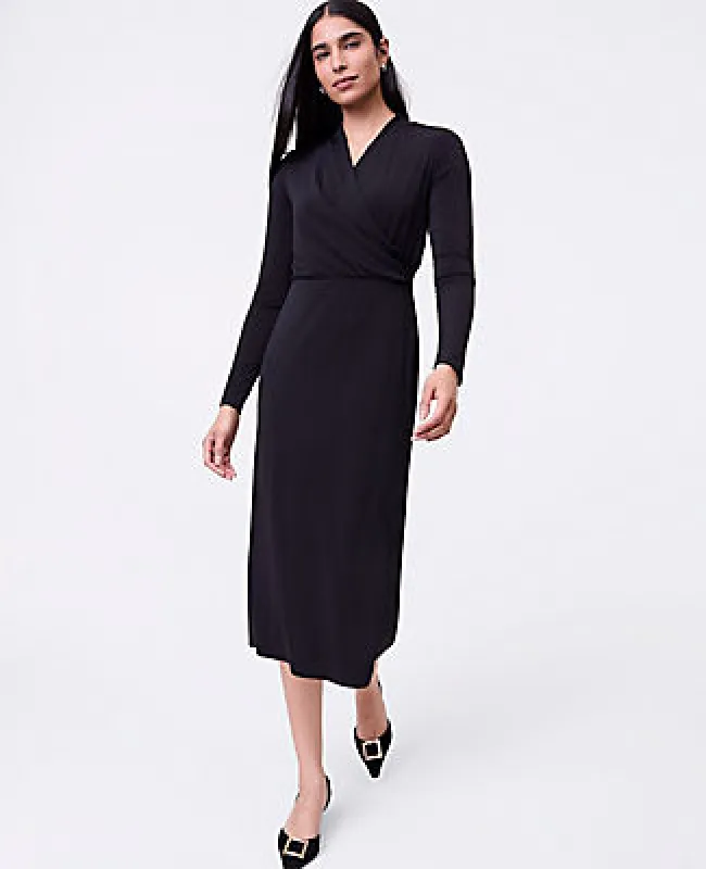 Ann Taylor Petite Draped Knit Midi Sheath Dress sold by Ann Taylor