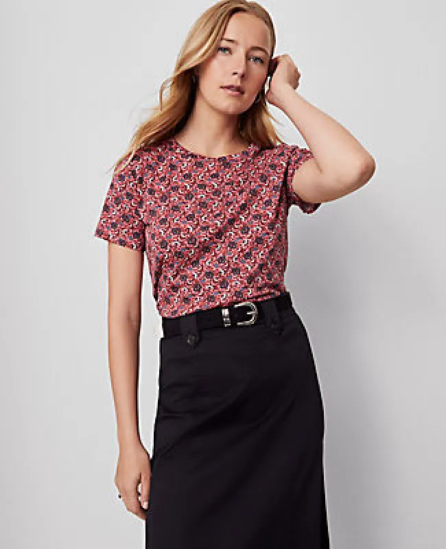 Ann Taylor Weekend Collection Floral Crew Neck Tee sold by Ann Taylor