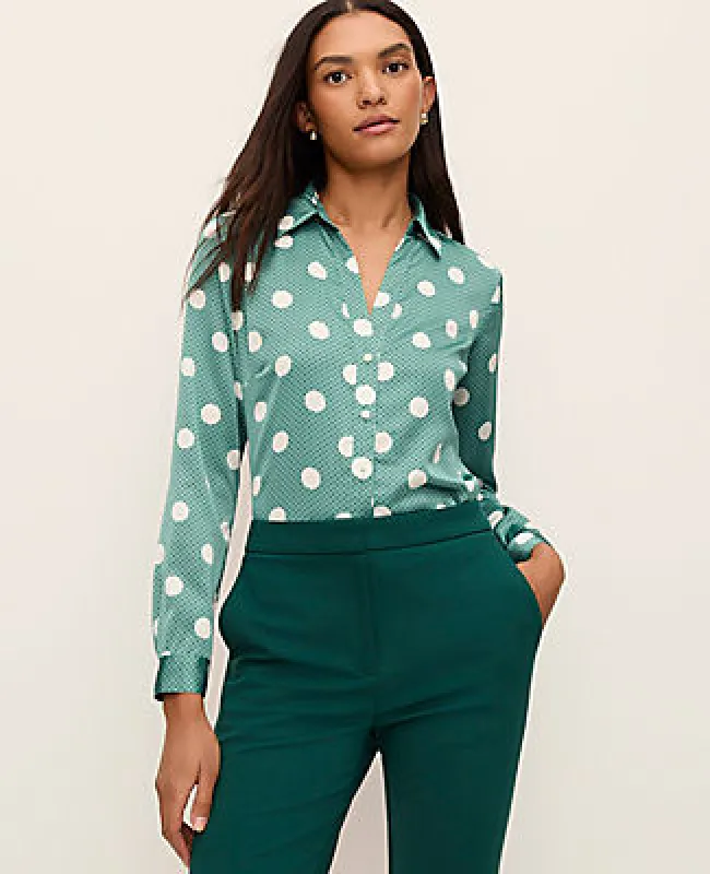 Ann Taylor Dotted Satin Essential Shirt made by Ann Taylor