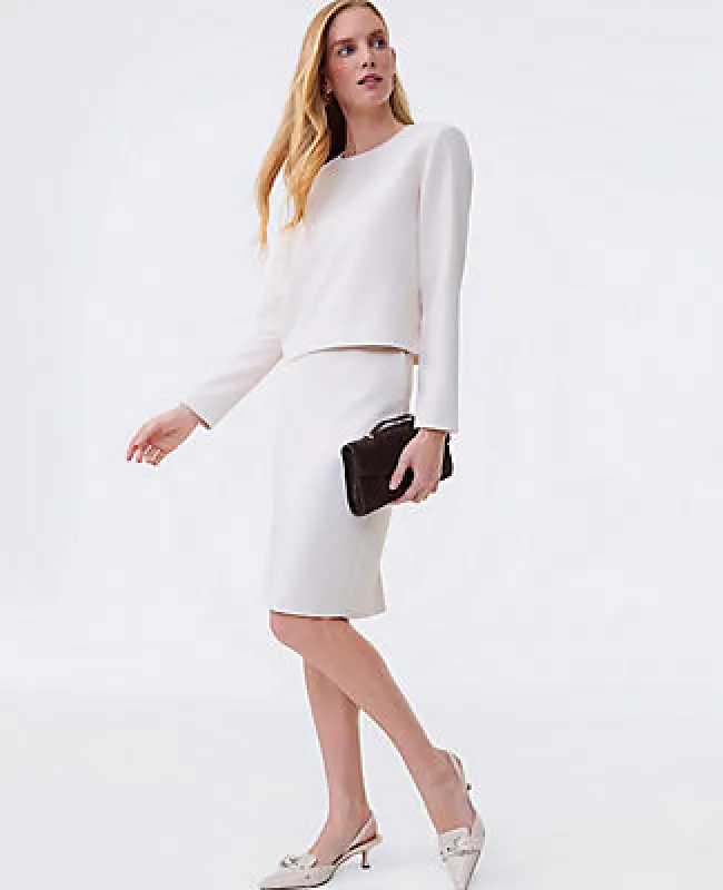 Ann Taylor The Petite Pocket Midi Skirt in Fluid Crepe sold by Ann Taylor