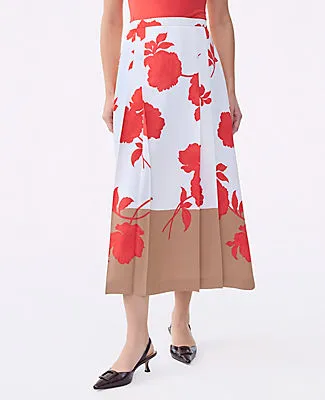 Ann Taylor Floral Satin Pleated Skirt sold by Ann Taylor product image thumbnail 2