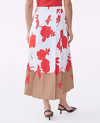 Ann Taylor Floral Satin Pleated Skirt sold by Ann Taylor product image thumbnail 3