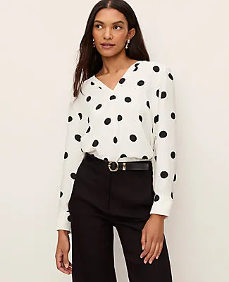 Ann Taylor Mixed Media Dotted Top sold by Ann Taylor