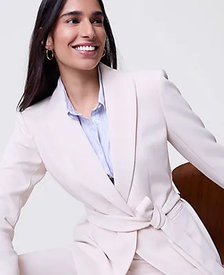 Ann Taylor The Petite Belted Blazer in Fluid Crepe sold by Ann Taylor
