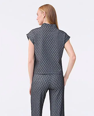 Ann Taylor Petite Plaid Ponte Mock Neck Top sold by Ann Taylor product image thumbnail 2
