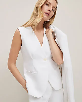 Ann Taylor The V-Neck Vest in Textured Crepe sold by Ann Taylor