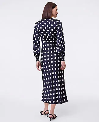 Ann Taylor Petite Satin Dotted Midi Dress sold by Ann Taylor product image thumbnail 2