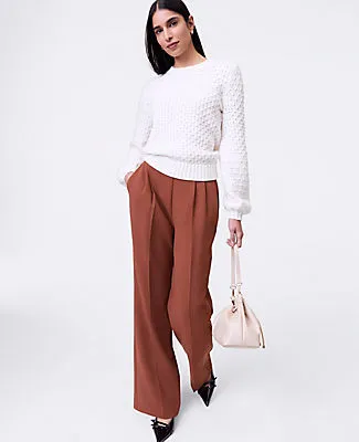 Ann Taylor The Petite Wide-Leg Pant in Textured Crepe sold by Ann Taylor product image thumbnail 4