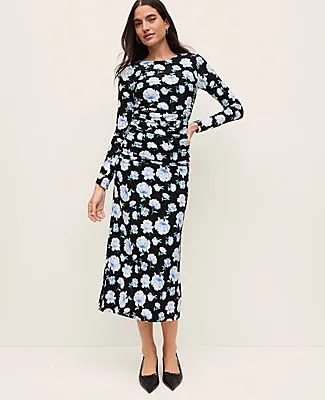 Ann Taylor Floral Ruched Midi Dress sold by Ann Taylor