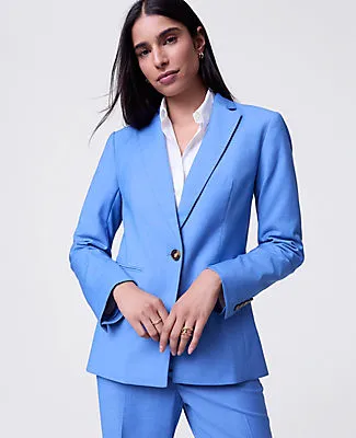 Ann Taylor The Petite One Button Blazer in Luxe Twill sold by Ann Taylor product image thumbnail 3